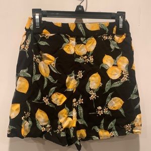 Lightweight lemon print shorts